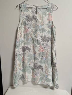 TJX Europe Linen Jumper Dress. Size Small. Tropical. Sleeveless. Resort wear.